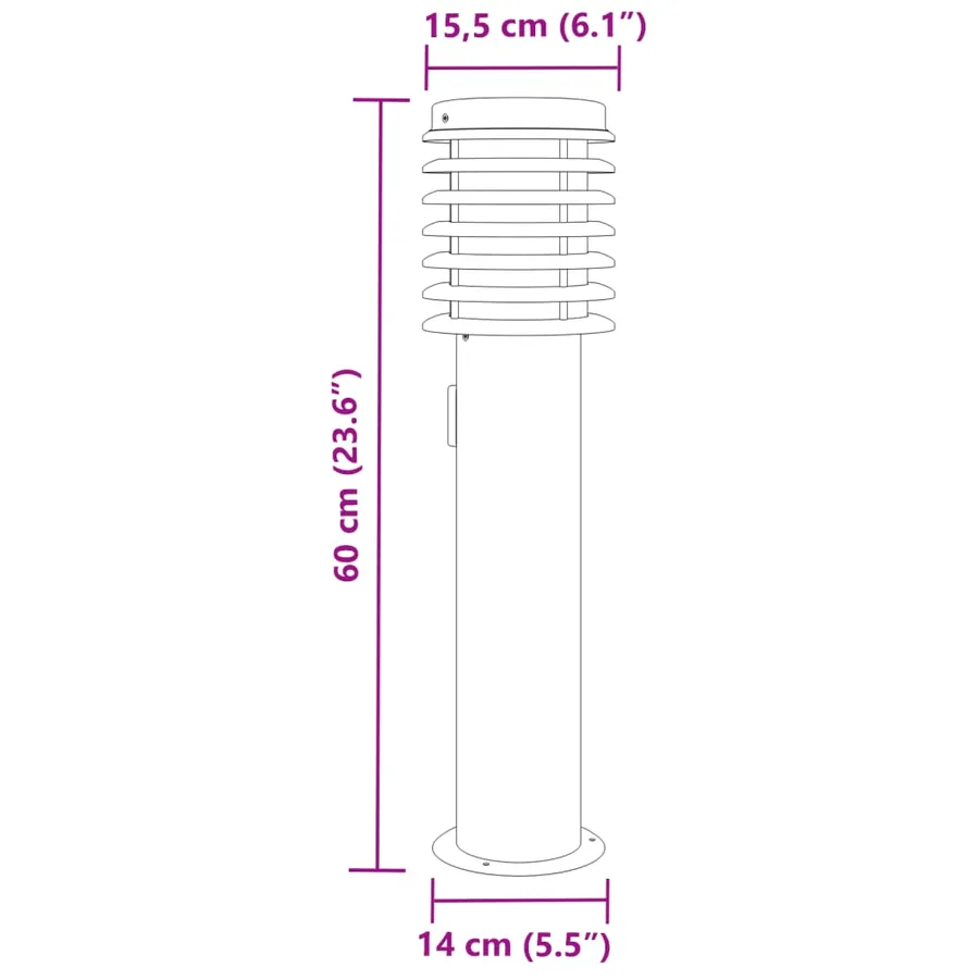 Lampadaire d'extérieur avec sortie noir 60 cm acier inoxydable - 7