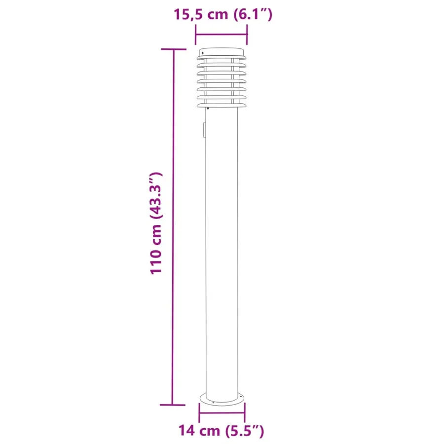 Lampadaire d'extérieur et sortie argenté 110cm acier inoxydable - 7