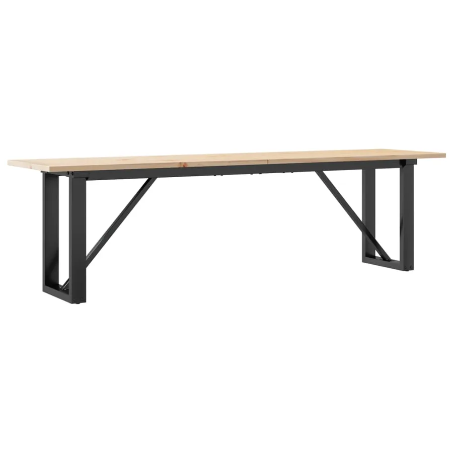 Table basse cadre en O 160x40x45 cm bois de pin massif et acier - 2