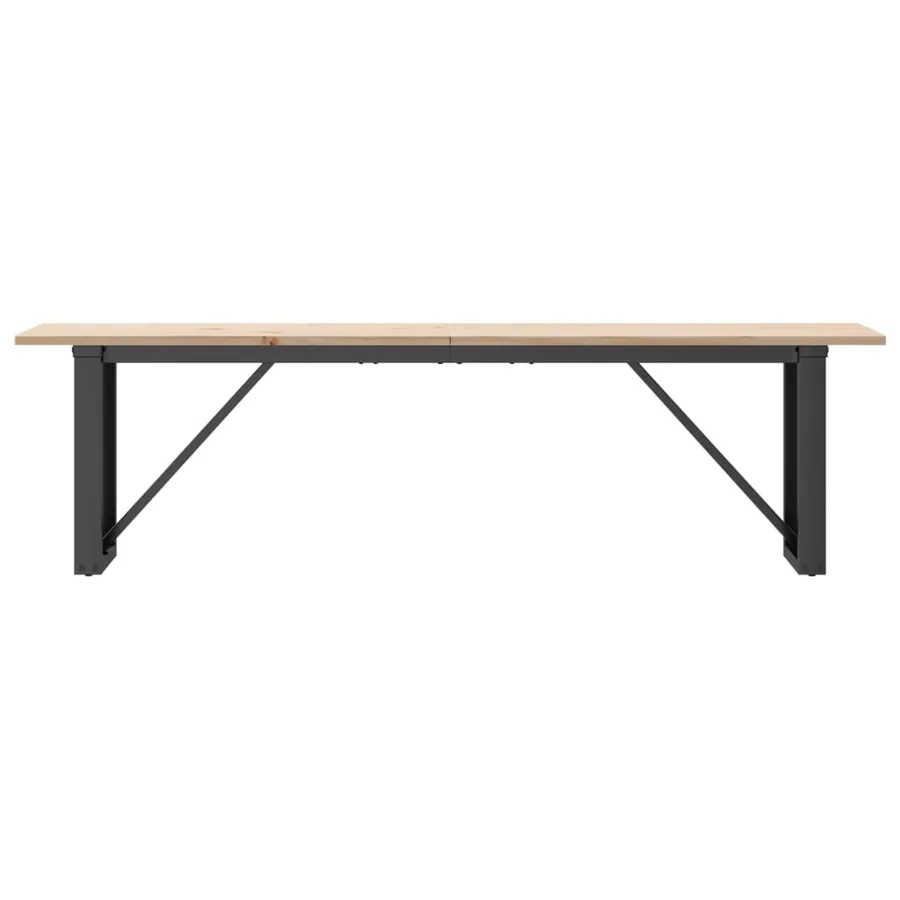 Table basse cadre en O 160x40x45 cm bois de pin massif et acier - 4