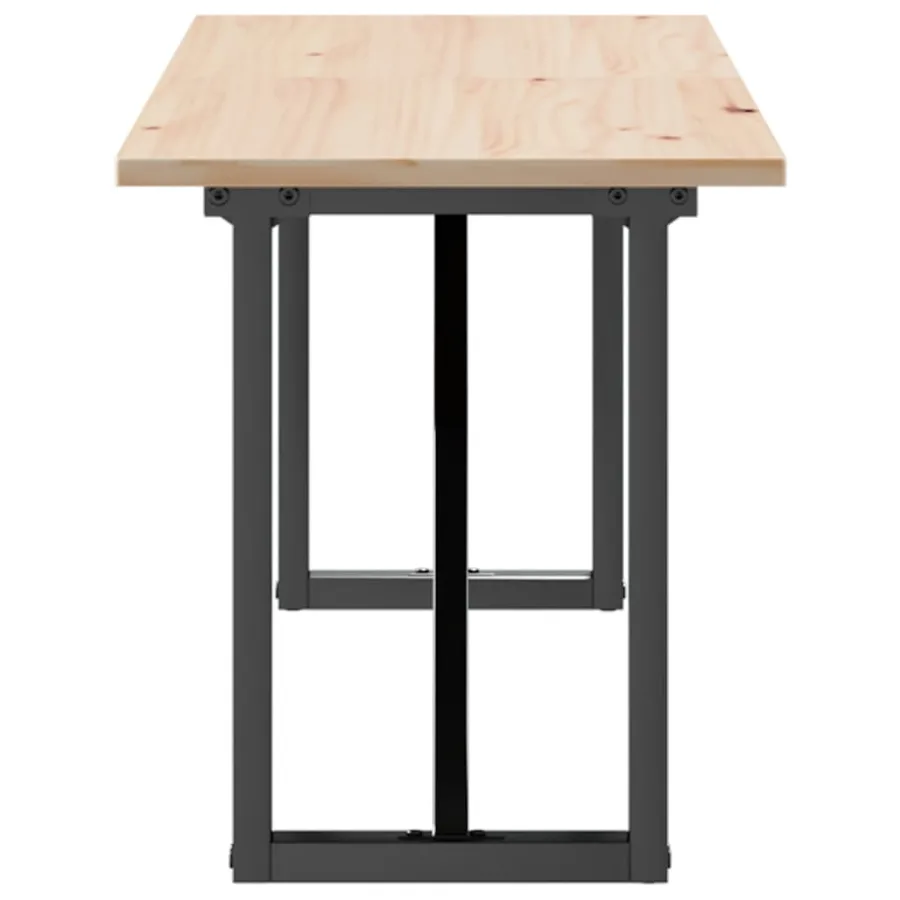 Table basse cadre en O 160x40x45 cm bois de pin massif et acier - 5