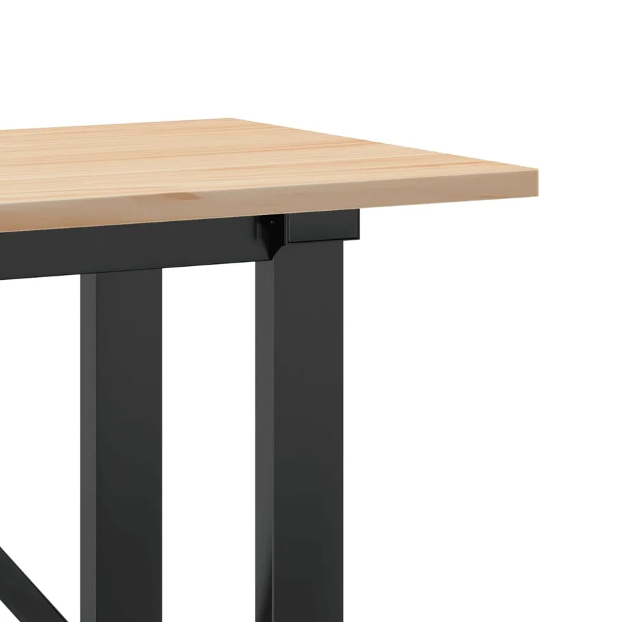 Table basse cadre en O 160x40x45 cm bois de pin massif et acier - 7