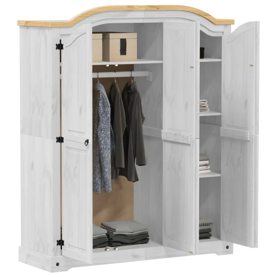 Garde-robe Corona blanc 151,5x52x186 cm bois de pin massif - 3