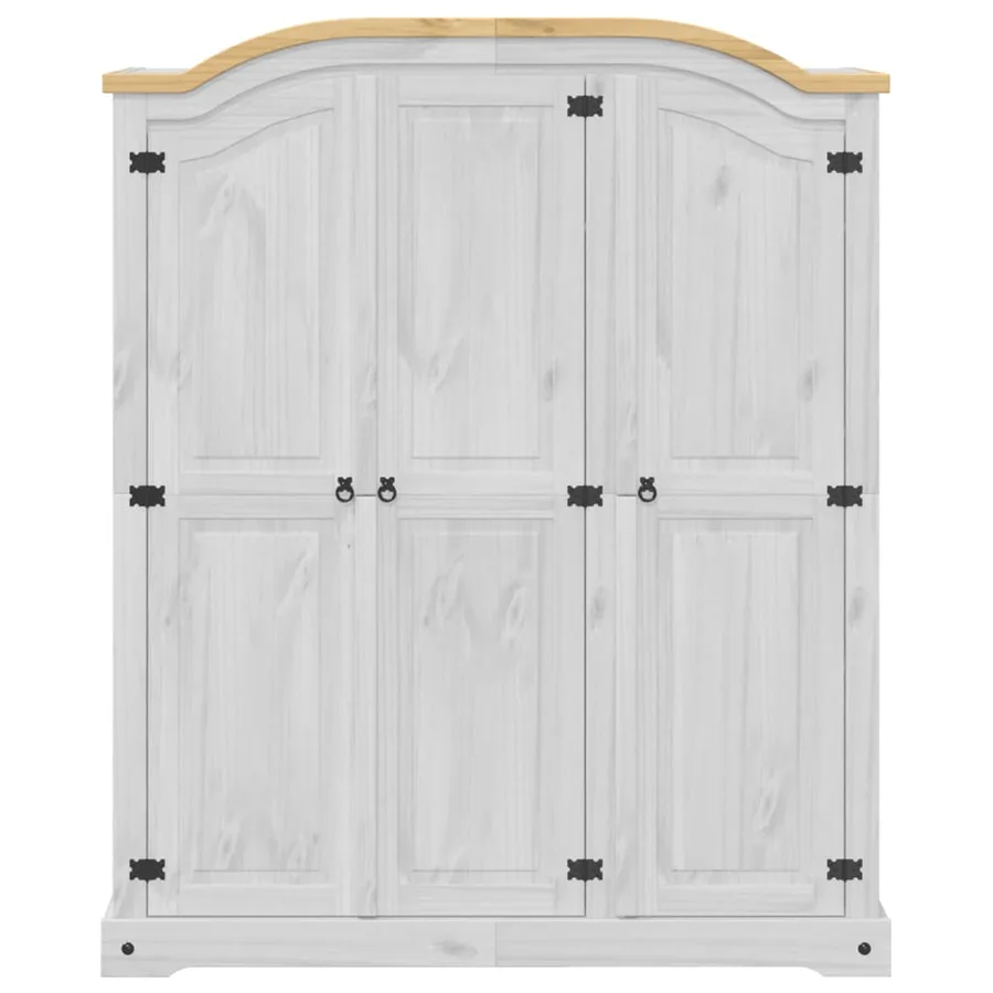 Garde-robe Corona blanc 151,5x52x186 cm bois de pin massif - 4