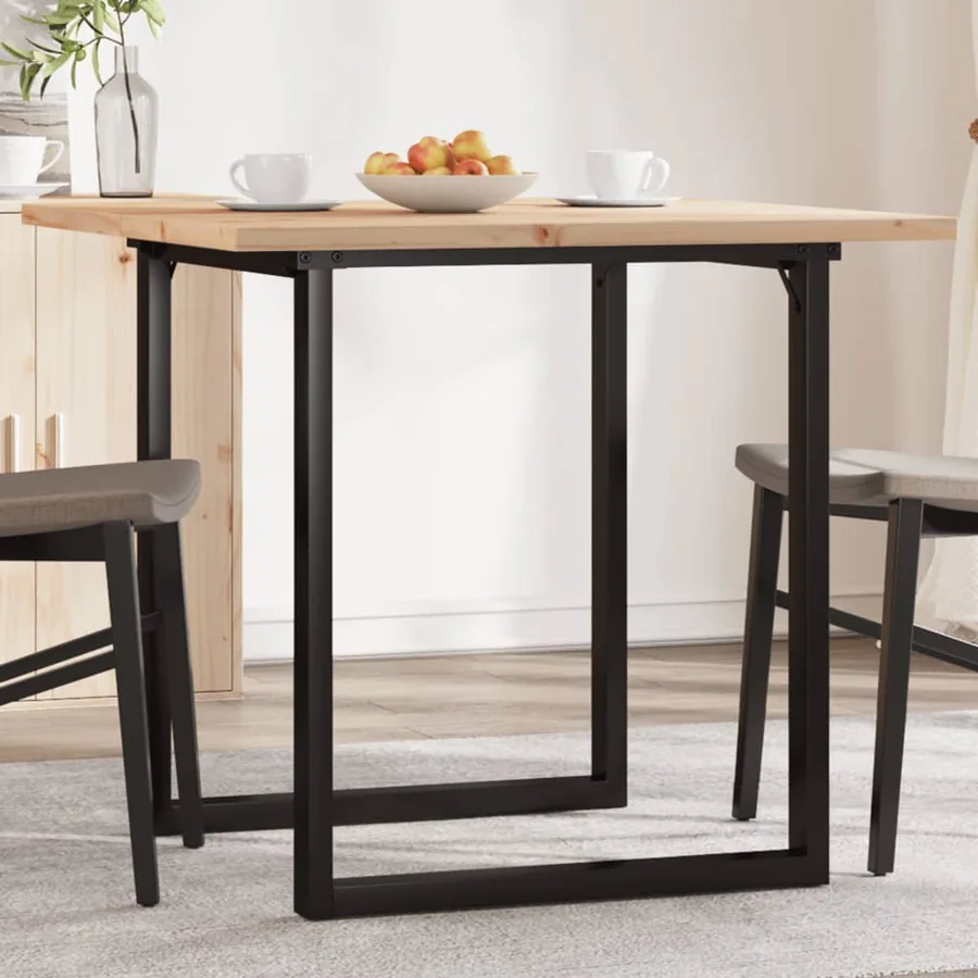 Table à manger cadre en O 80x80x75,5cm bois de pin massif acier