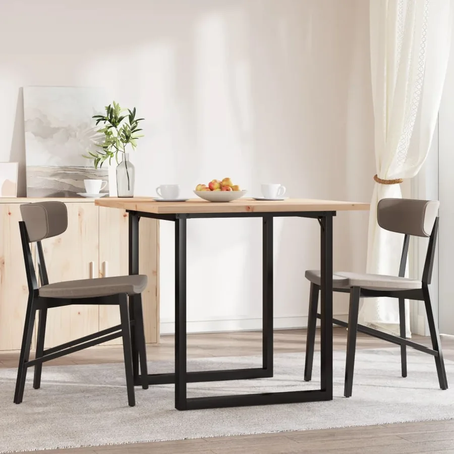 Table à manger cadre en O 80x80x75,5cm bois de pin massif acier - 3
