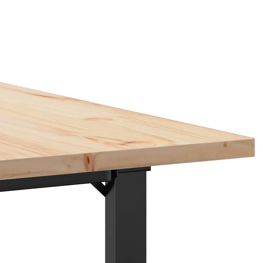 Table à manger cadre en O 80x80x75,5cm bois de pin massif acier - 7