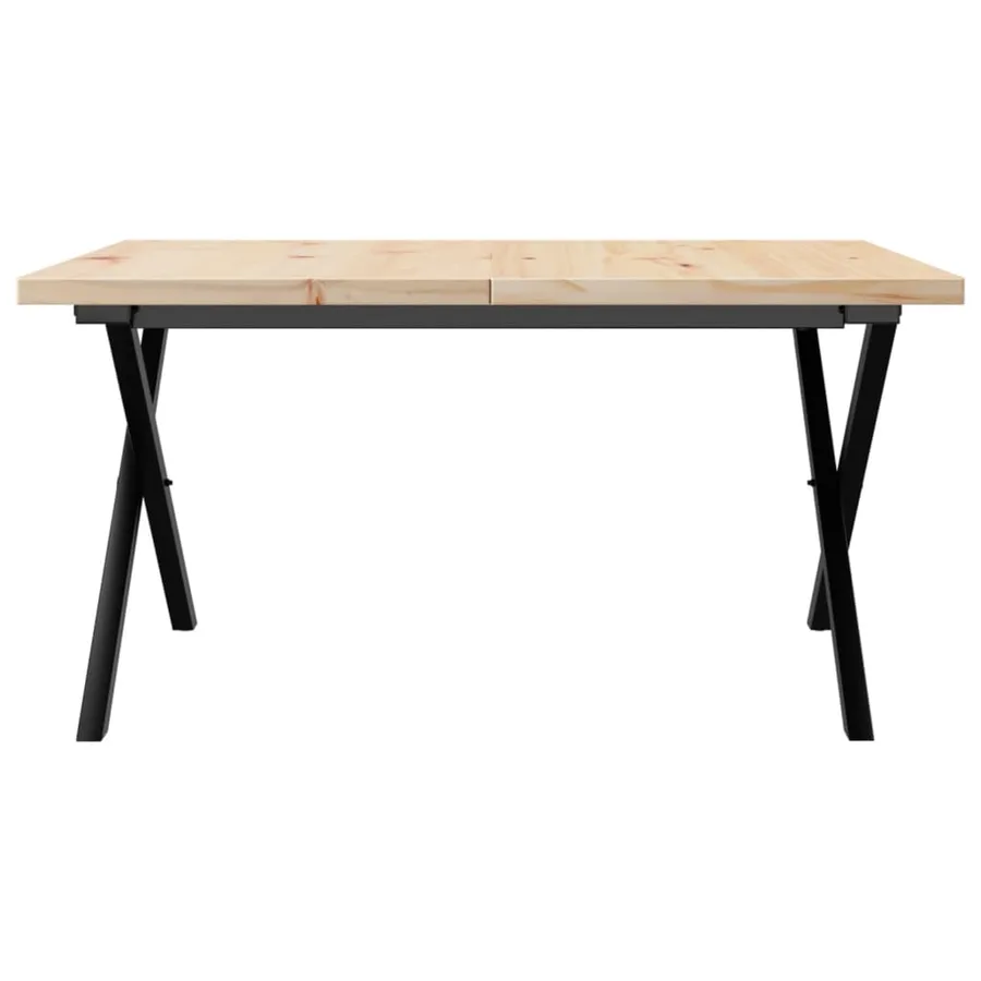 Table basse cadre en X 80x80x45,5cm bois de pin massif et acier - 4
