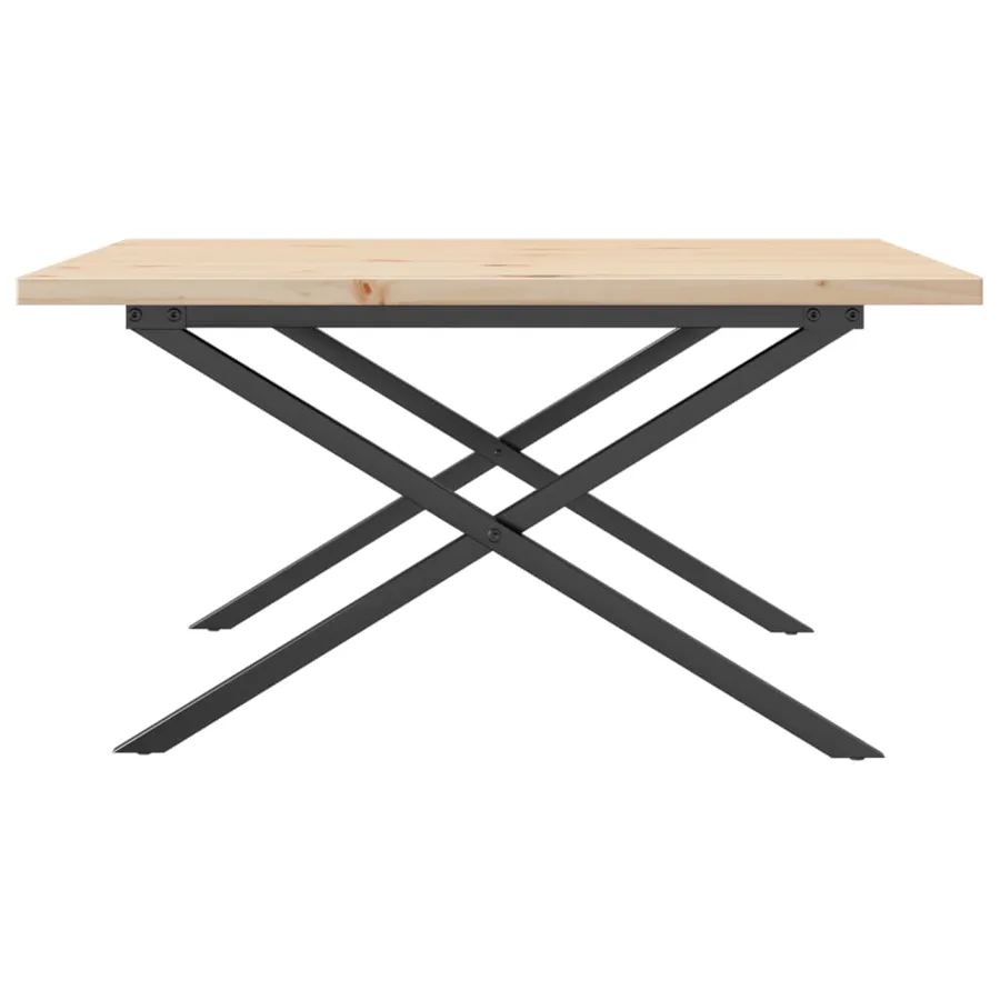 Table basse cadre en X 80x80x45,5cm bois de pin massif et acier - 5