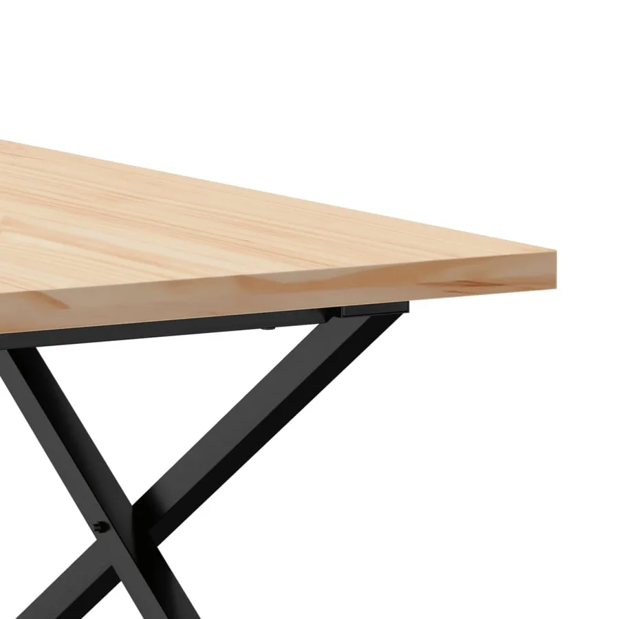 Table basse cadre en X 80x80x45,5cm bois de pin massif et acier - 7