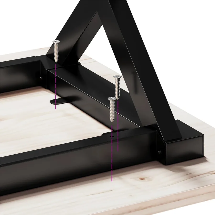 Table basse cadre en X 80x80x45,5cm bois de pin massif et acier - 8