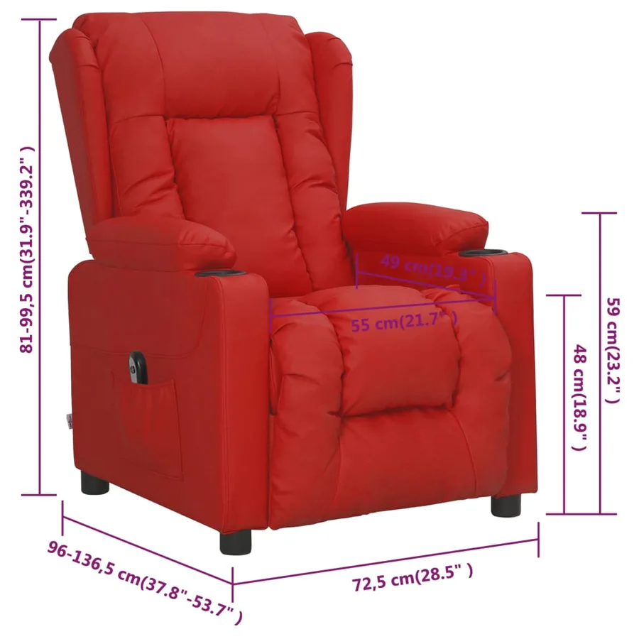 Fauteuil inclinable électrique Rouge bordeaux Similicuir - 11