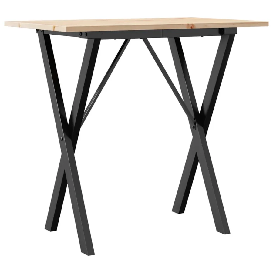 Table à manger cadre en X 80x50x75 cm bois de pin massif acier - 2