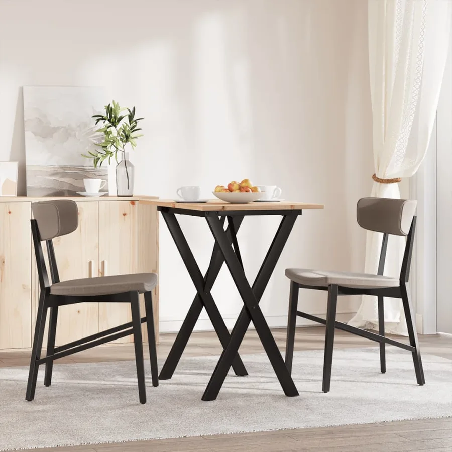 Table à manger cadre en X 80x50x75 cm bois de pin massif acier - 3