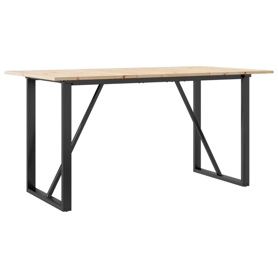 Table à manger cadre en O 160x80x75 cm bois de pin massif acier - 2
