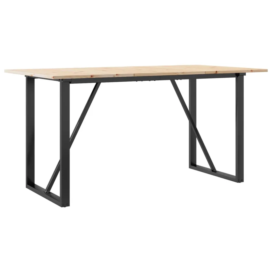 Table à manger cadre en O 160x80x75 cm bois de pin massif acier - 6