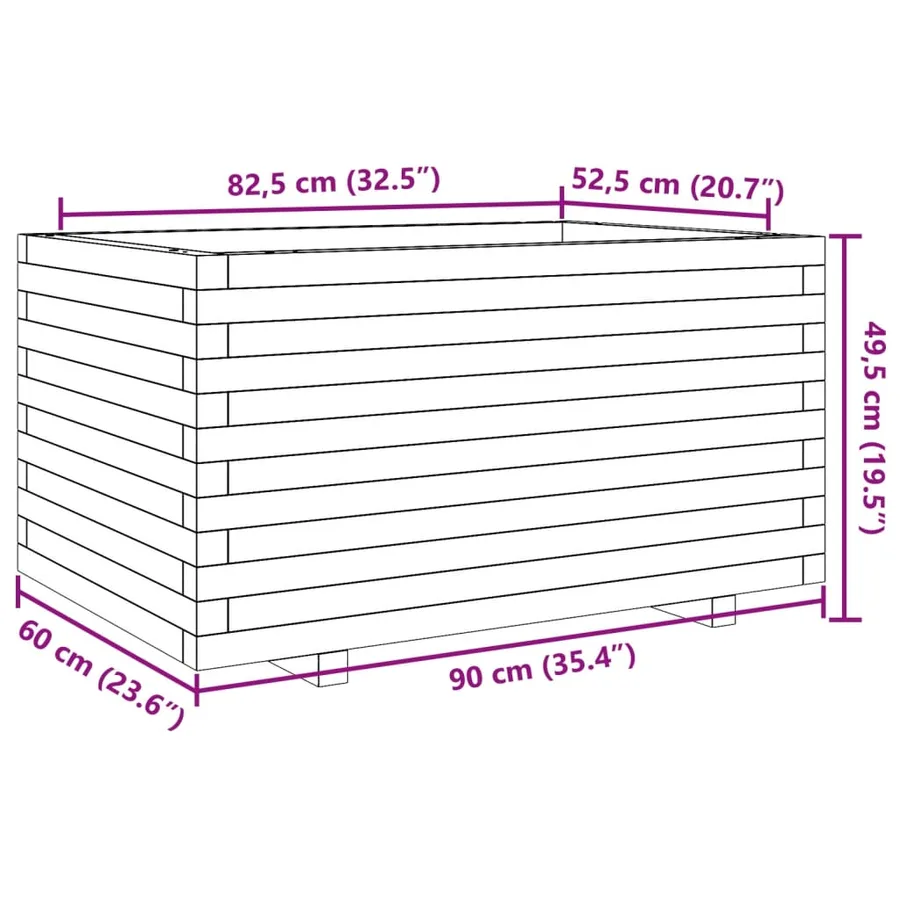 Jardinière blanc 90x60x49,5 cm bois de pin massif - 10