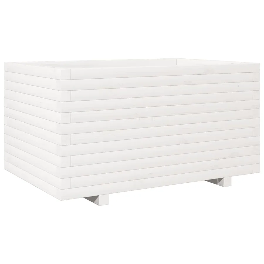 Jardinière blanc 90x60x49,5 cm bois de pin massif - 2