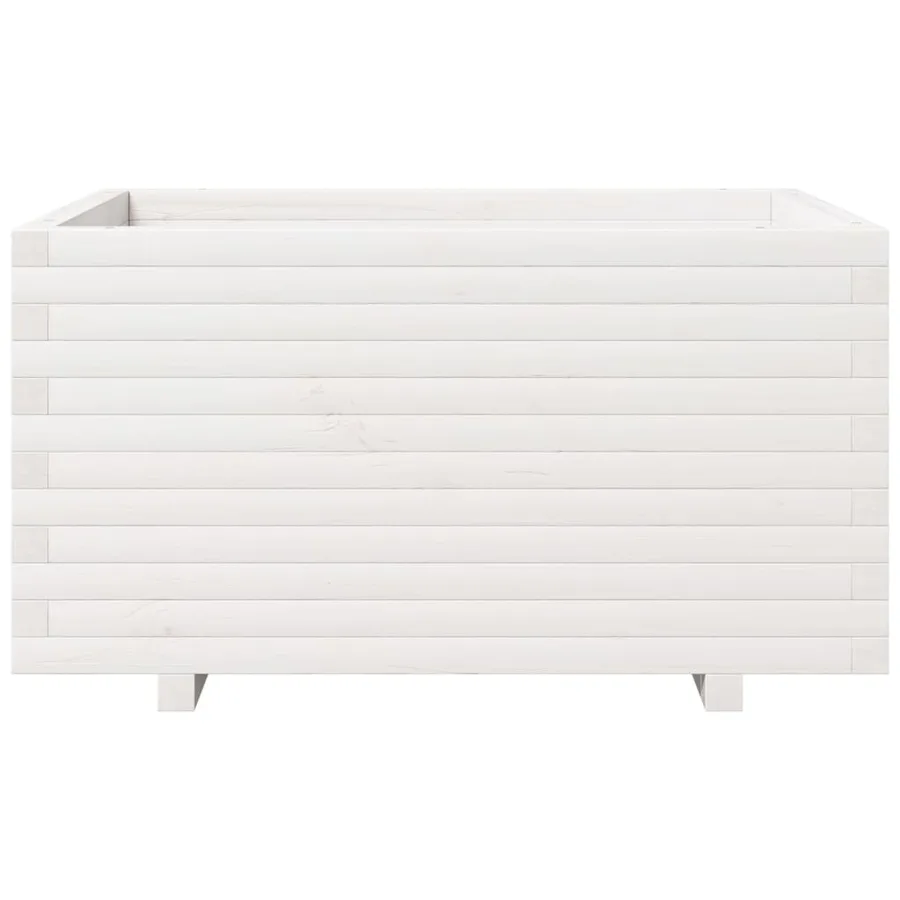 Jardinière blanc 90x60x49,5 cm bois de pin massif - 5