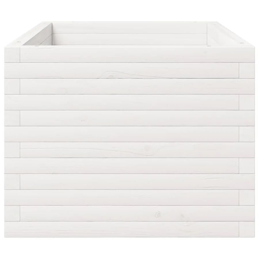 Jardinière blanc 90x60x49,5 cm bois de pin massif - 6