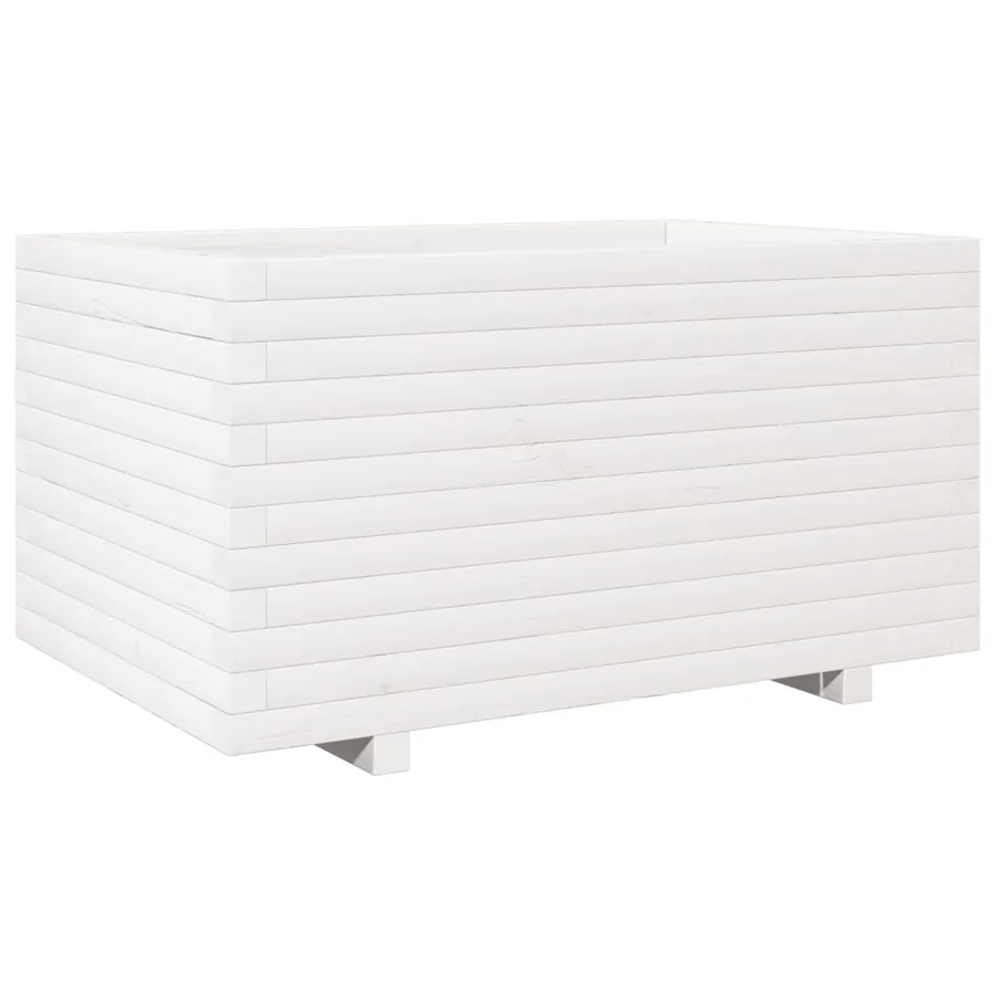 Jardinière blanc 90x60x49,5 cm bois de pin massif - 7