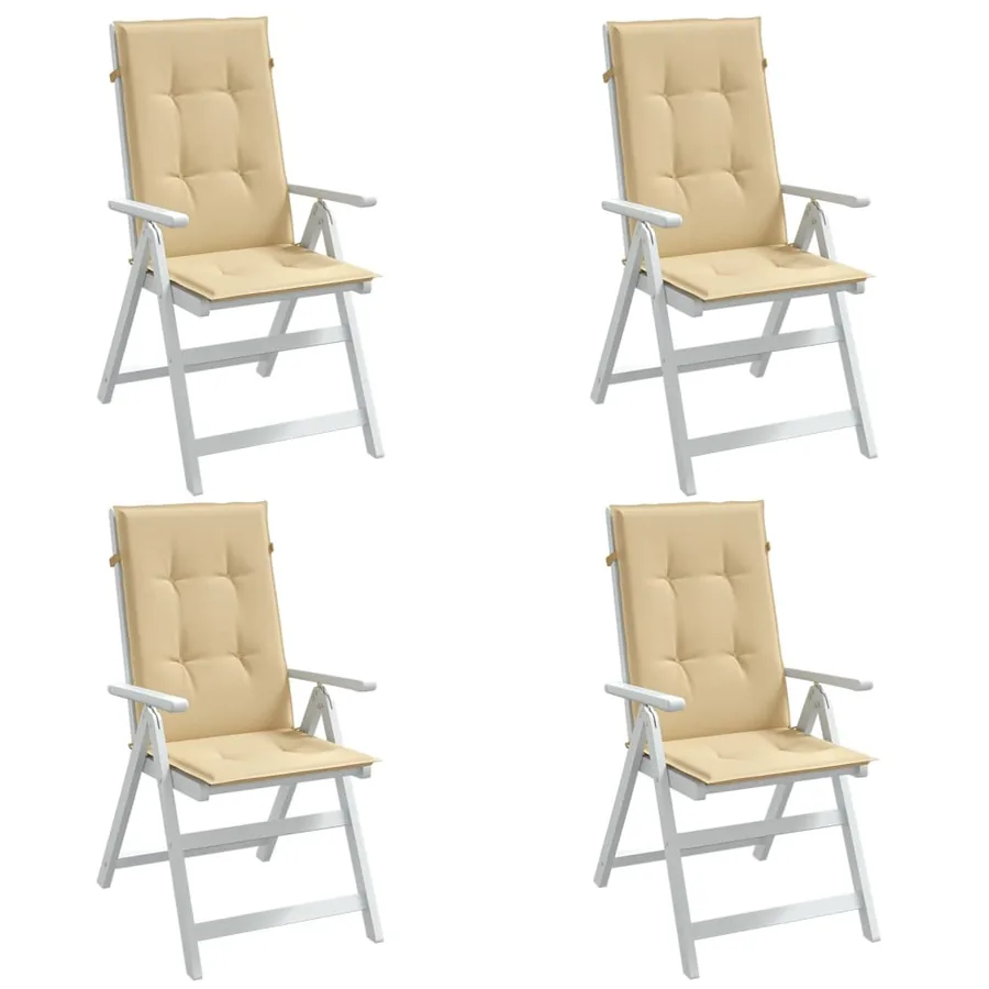 Coussins de chaise à dossier haut lot de 4 beige mélangé tissu
