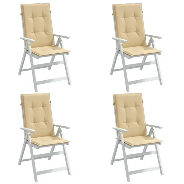 Coussins de chaise à dossier haut lot de 4 beige mélangé tissu