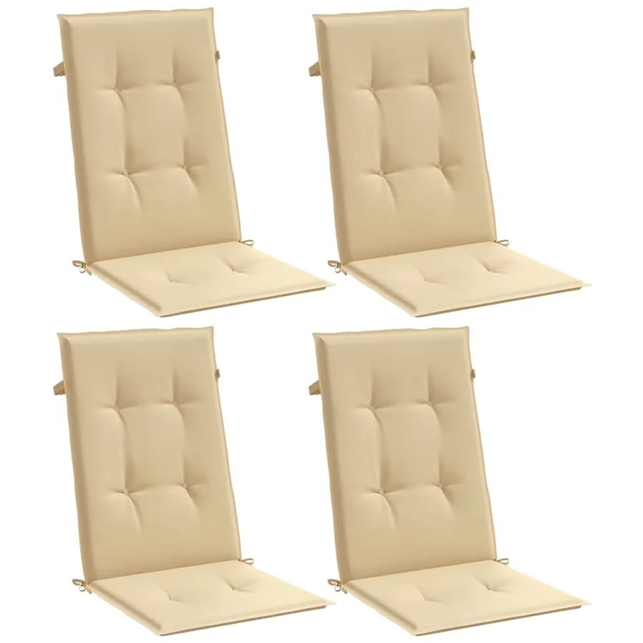 Coussins de chaise à dossier haut lot de 4 beige mélangé tissu - 4