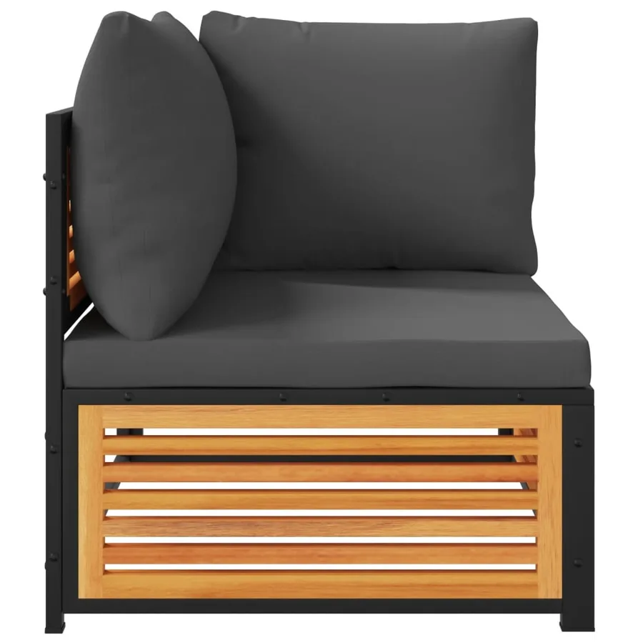 Salon de jardin avec coussins 2 pcs bois massif acacia - 6