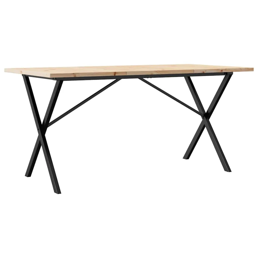 Table à manger cadre en X 140x80x75,5 cm bois pin massif acier - 2
