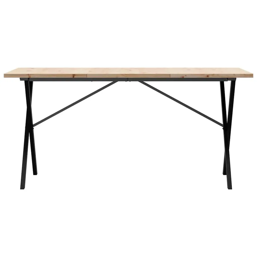 Table à manger cadre en X 140x80x75,5 cm bois pin massif acier - 4