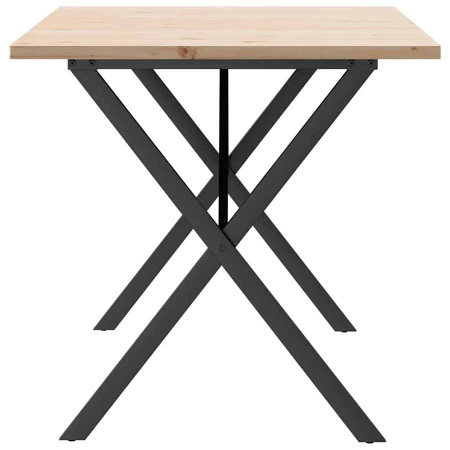 Table à manger cadre en X 140x80x75,5 cm bois pin massif acier - 5