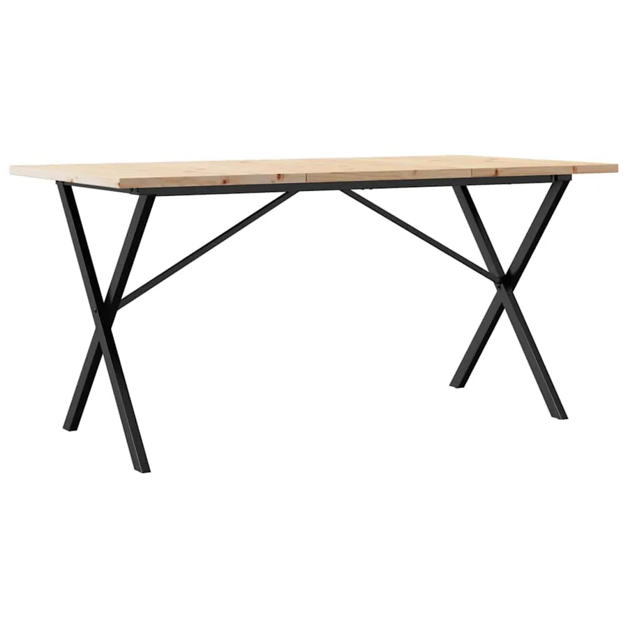 Table à manger cadre en X 140x80x75,5 cm bois pin massif acier - 6