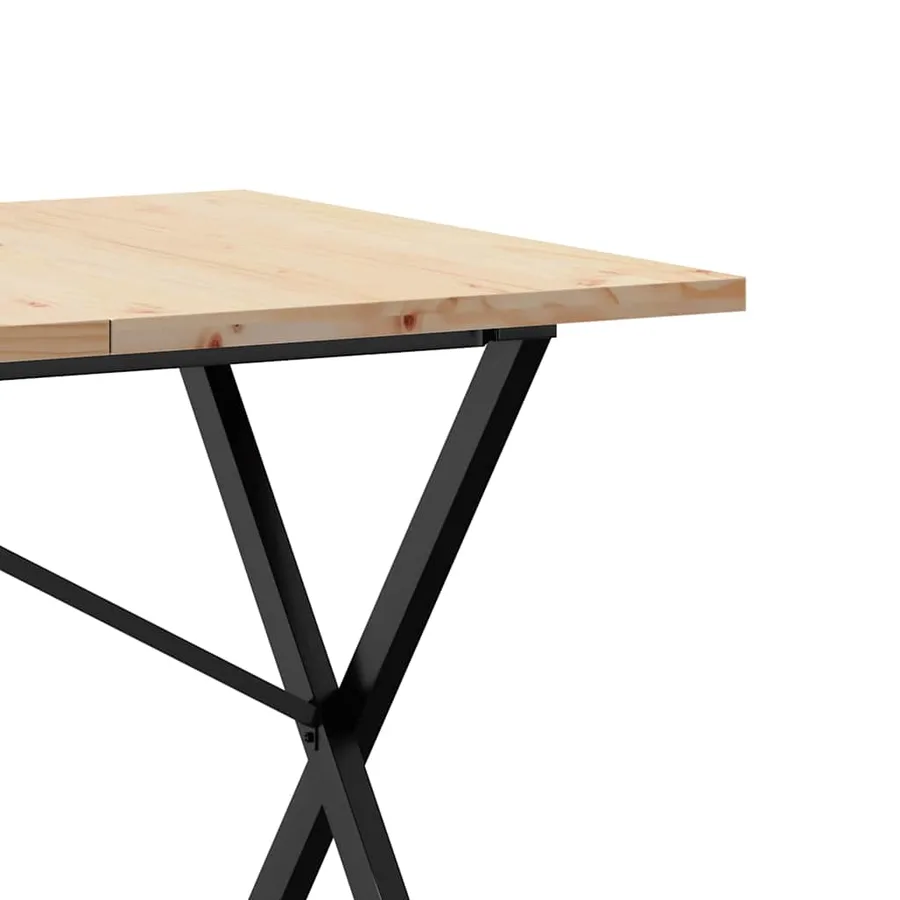 Table à manger cadre en X 140x80x75,5 cm bois pin massif acier - 7