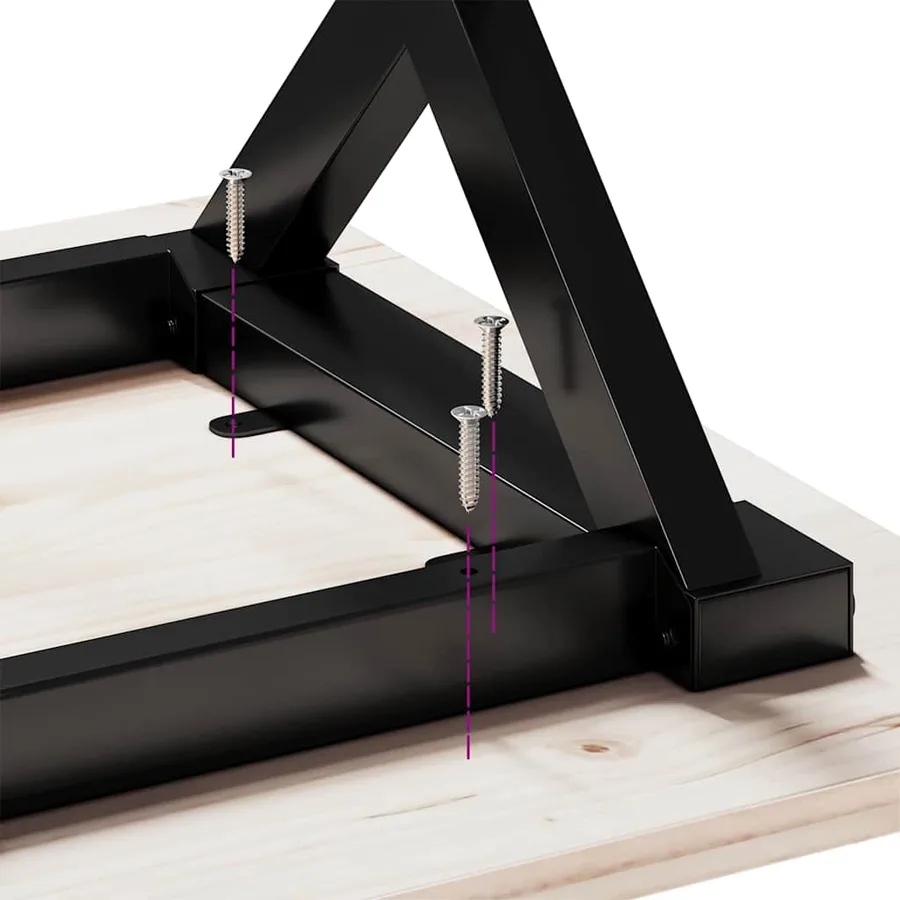 Table à manger cadre en X 140x80x75,5 cm bois pin massif acier - 8