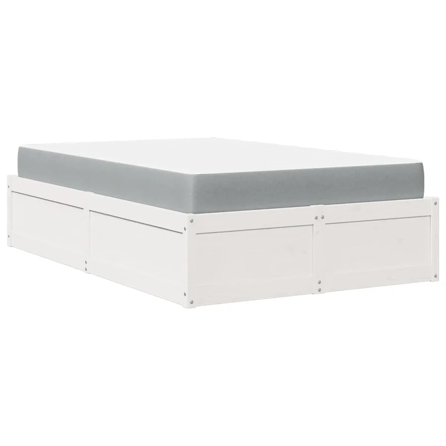 Lit avec matelas blanc 140x190 cm bois massif de pin - 8