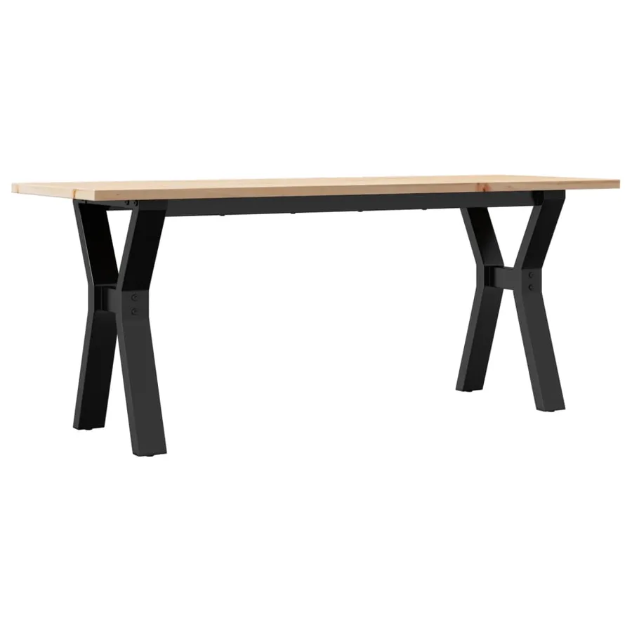 Table basse cadre en Y 110x40x45 cm bois de pin massif et acier - 2