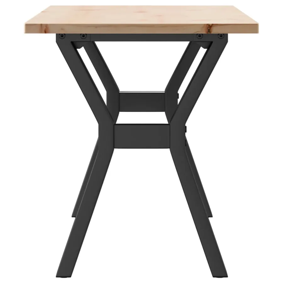 Table basse cadre en Y 110x40x45 cm bois de pin massif et acier - 5