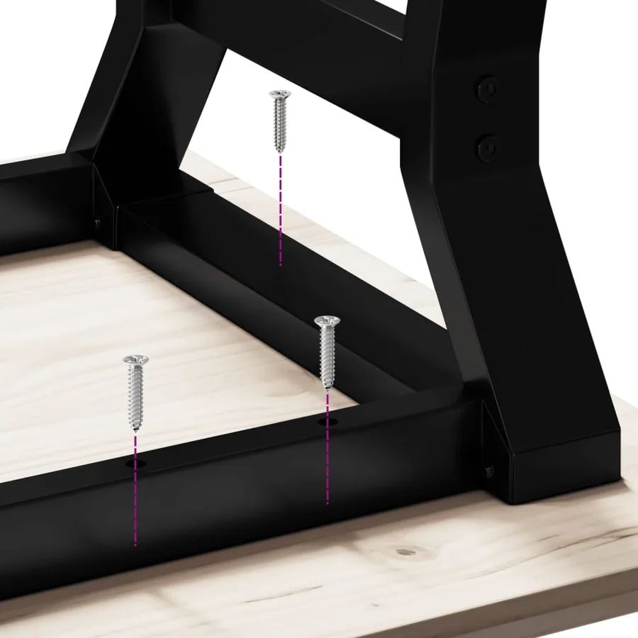 Table basse cadre en Y 110x40x45 cm bois de pin massif et acier - 8