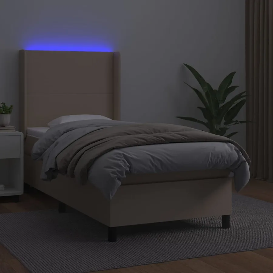 Sommier à lattes de lit matelas et LED Cappuccino 90x190cm - 3
