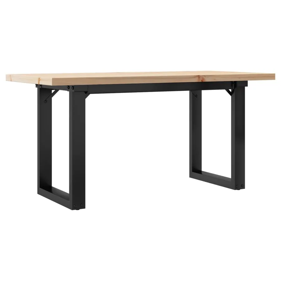 Table basse cadre en O 100x50x45,5 cm bois de pin massif acier - 2