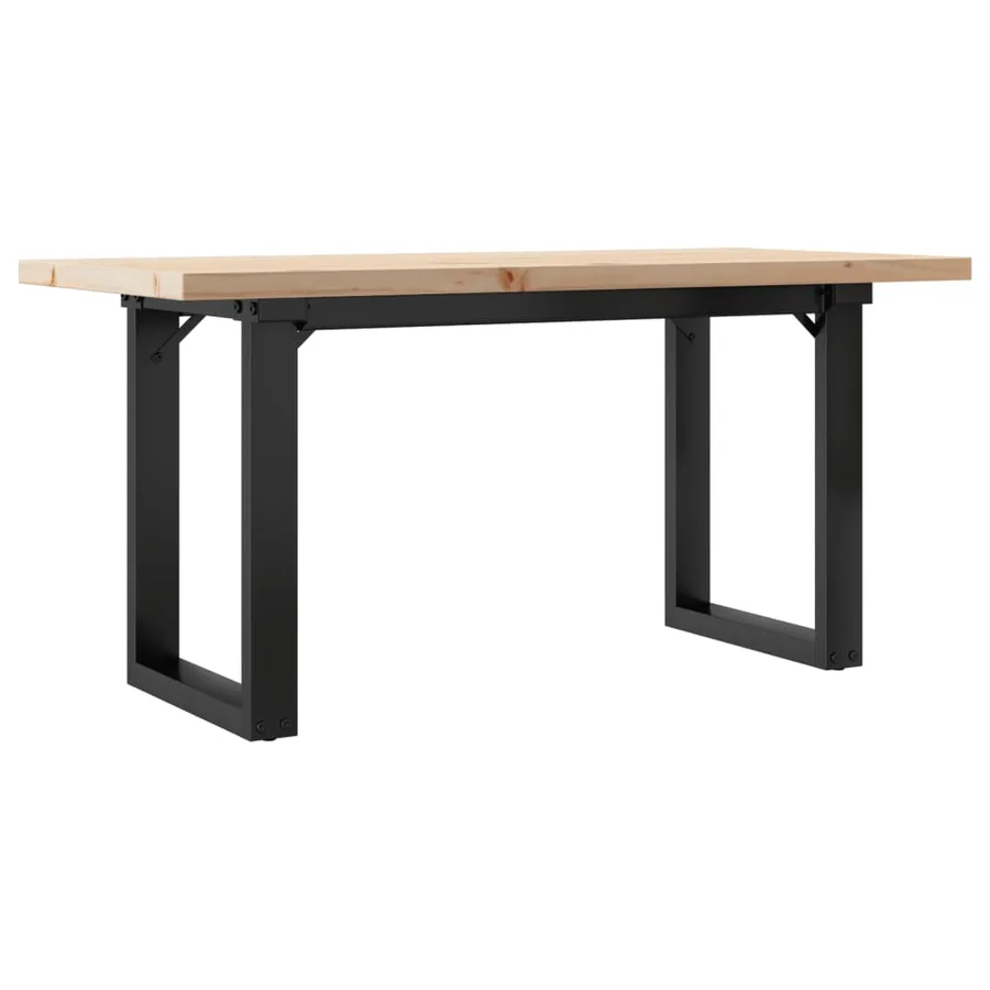 Table basse cadre en O 100x50x45,5 cm bois de pin massif acier - 6