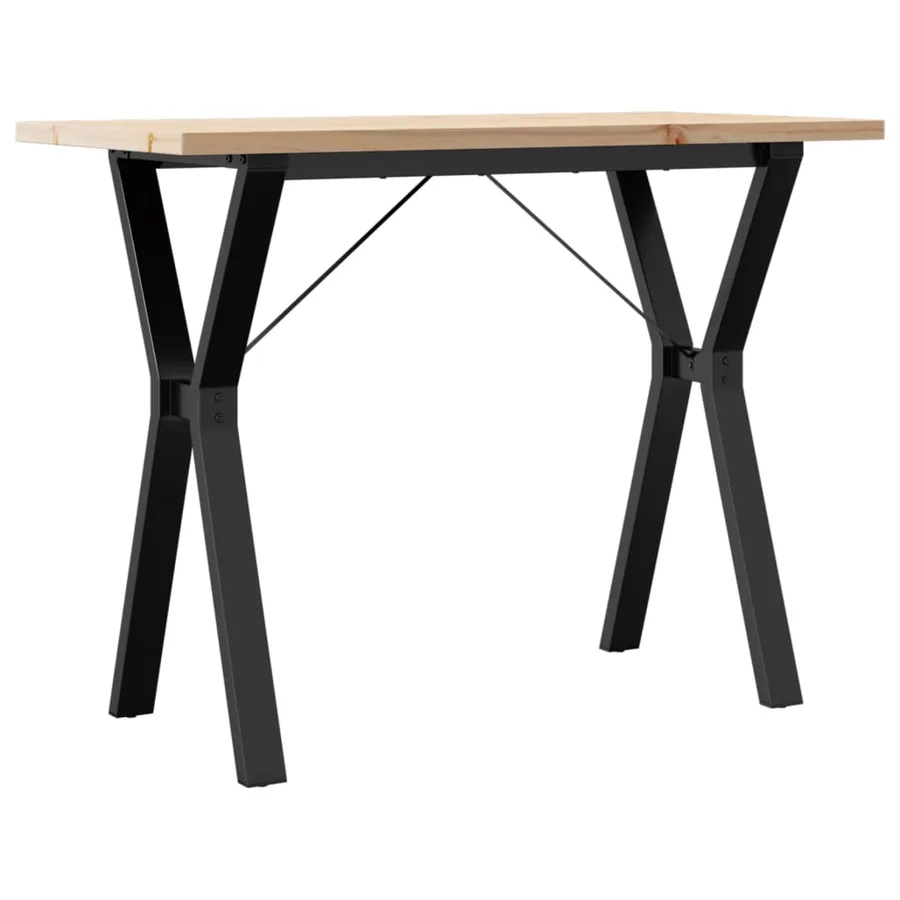 Table à manger cadre en Y 100x50x75,5 cm bois pin massif acier - 6