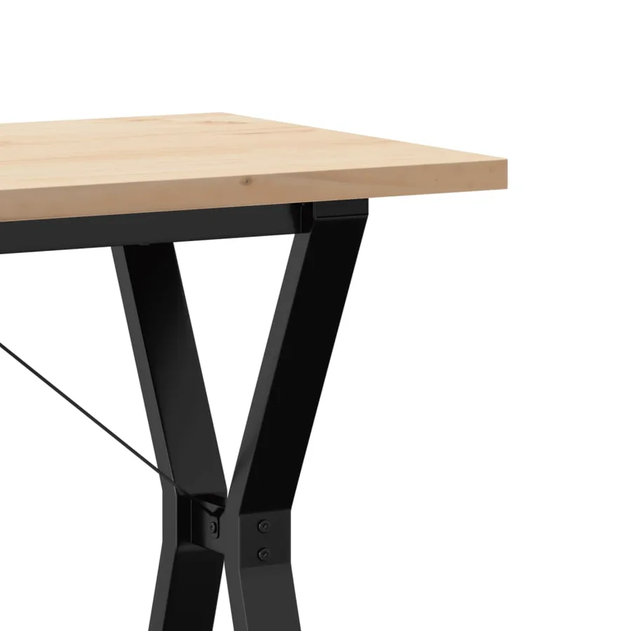 Table à manger cadre en Y 100x50x75,5 cm bois pin massif acier - 7