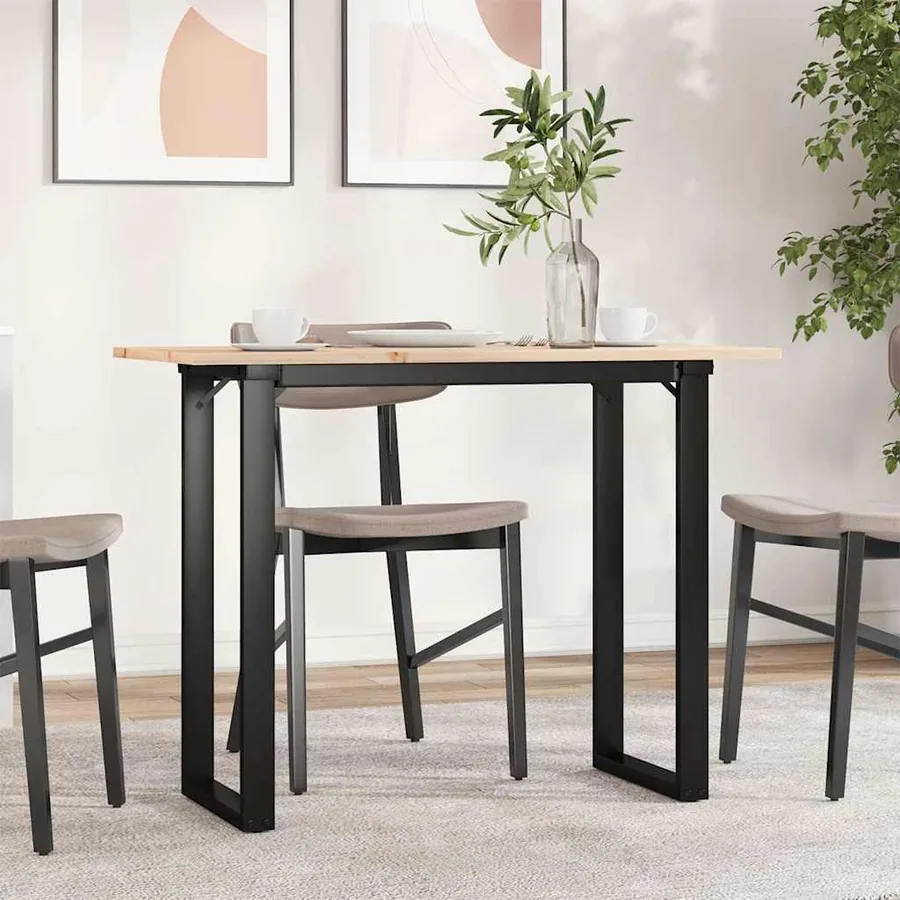 Table à manger cadre en O 100x50x75 cm bois de pin massif acier