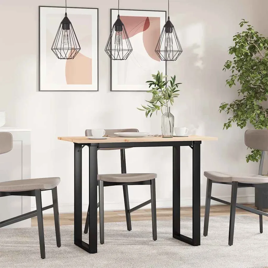 Table à manger cadre en O 100x50x75 cm bois de pin massif acier - 3