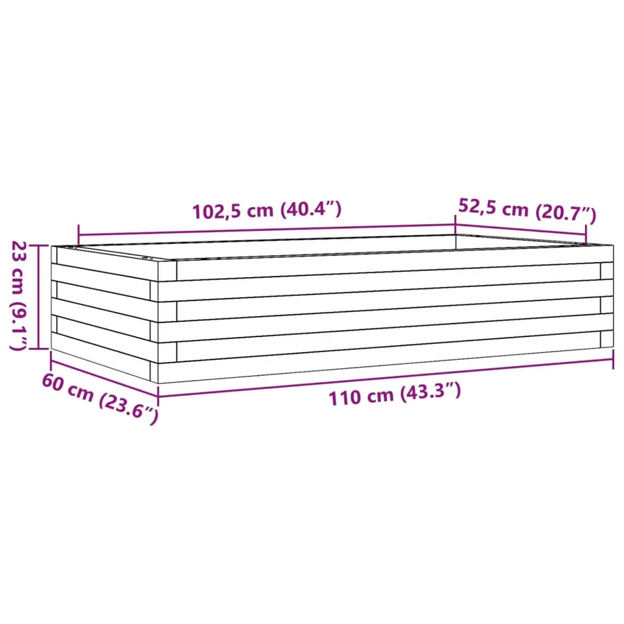 Jardinière blanc 110x60x23 cm bois de pin massif - 10