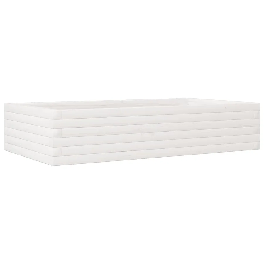 Jardinière blanc 110x60x23 cm bois de pin massif - 2