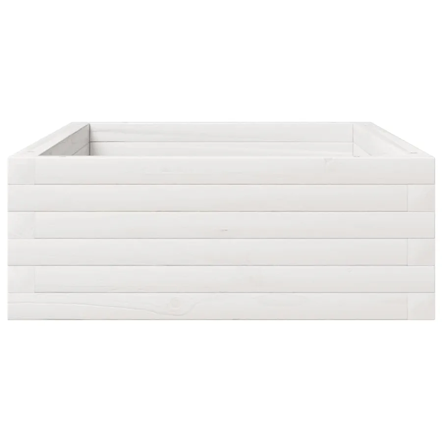 Jardinière blanc 110x60x23 cm bois de pin massif - 6