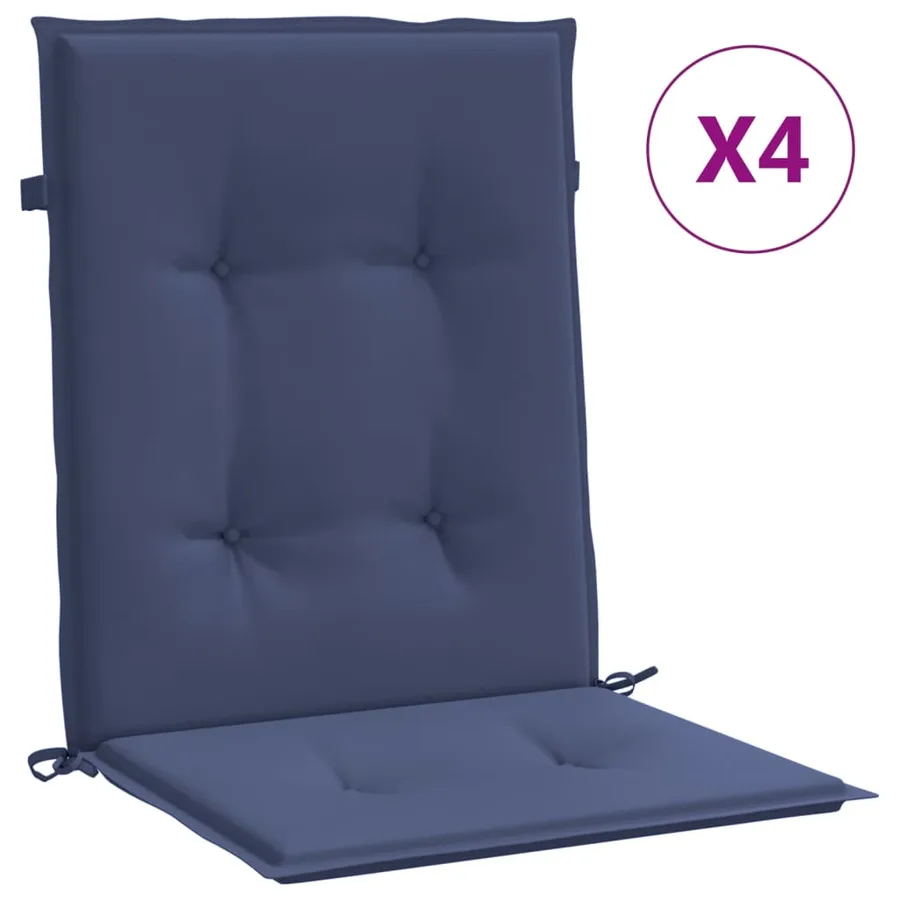 Coussins de chaise à dossier bas lot de 4 bleu marine tissu - 2